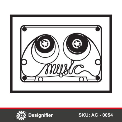 You can decorate your home walls by using Audio Cassette Tape DXF AC0054 vector design for manufacturing wall art pieces by laser cut or CNC