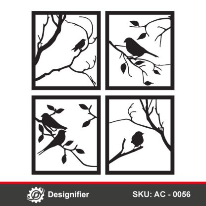 Birds On Branch Wall Art DXF AC0056 enables you to create Modern and unique Metal wall art by Laser cutting or Plasma and CNC
