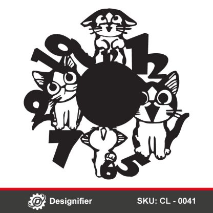 You can create awesome kids' room decorations by using Funny Cats Wall Clock DXF CL0041 vector design with Laser or CNC cutting techniques
