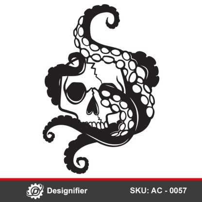You can create crazy decorations by using Human Skull Octopus Tentacles DXF AC0057 vector file for laser cutting or CNC on all materials