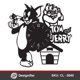 You can create awesome wall clocks for kids' rooms by using the Tom And Jerry Family Clock DXF CL0040 vector file for Laser cut or CNC