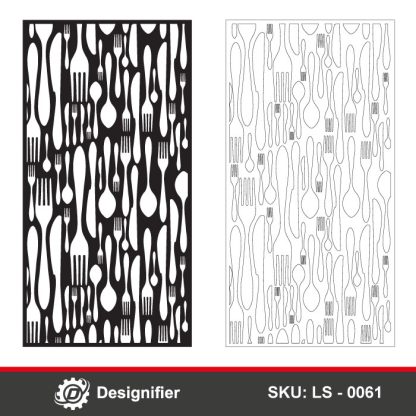 You can make awesome kitchen decorations with Kitchen Tools Privacy Screen DXF LS0061 vector design by Laser or CNC cutting