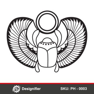 You can create awesome Wall art and gifts by using Egyptian Scarab Beetle DXF PH0003 vector file for all ancient Egyptian and Pharaonic Lovers