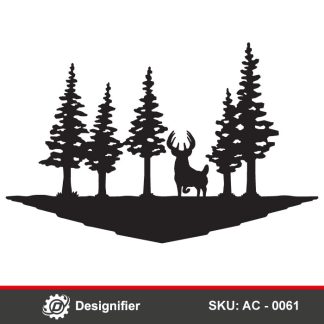 Make perfect rustic decoration by using Whitetail Deer Buck Pines DXF AC0061 vector design for Laser and CNC manufacturing