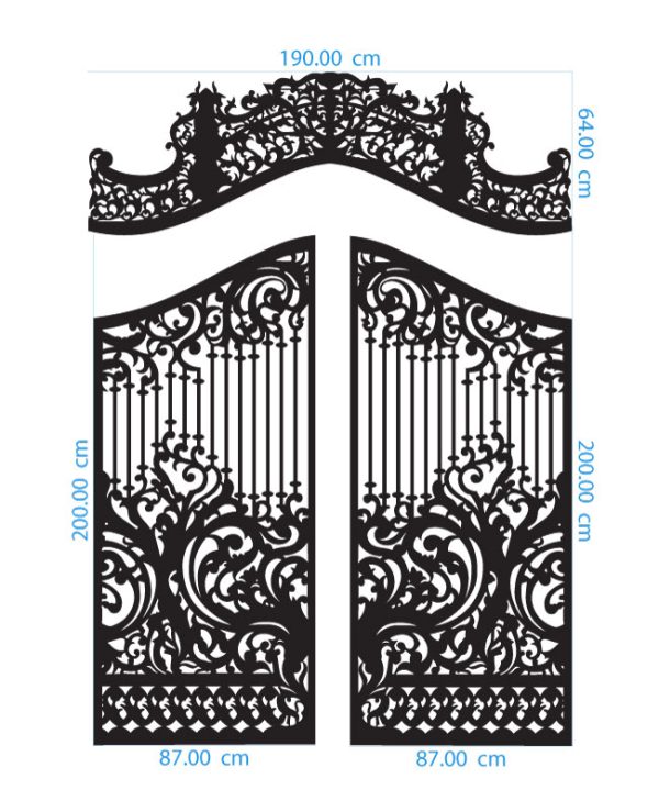 Rich Ornament Gate DXF GA0048 Dimensions