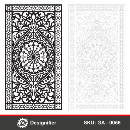 You can create a luxurious door for villas or houses by using Classic Oriental Islamic Door DXF GA0056 vector design in Laser cutting or Plasma cutting