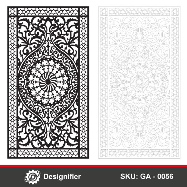 You can create a luxurious door for villas or houses by using Classic Oriental Islamic Door DXF GA0056 vector design in Laser cutting or Plasma cutting