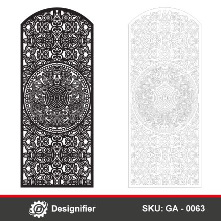 You can make wonderful and stylish doors for houses or villas by using the Double Scroll Door DXF GA0063 in Laser cutting or Plasma cutting