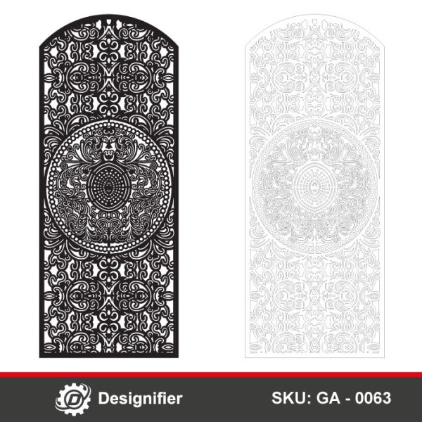 You can make wonderful and stylish doors for houses or villas by using the Double Scroll Door DXF GA0063 in Laser cutting or Plasma cutting