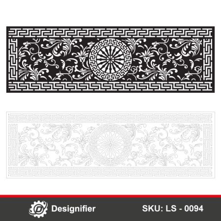 You can make a creative balcony or stairs handrail by using the Floral Versace Handrail DXF LS0094 vector file in Laser cutting or Plasma cut operations for metal manufacturing