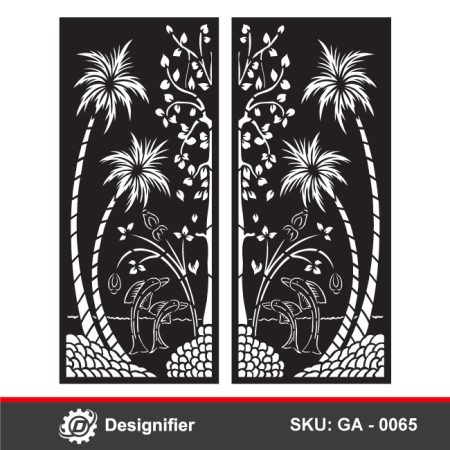 You can make fantastic gates for houses or a garden by using Palms Nature Gate DXF GA0065 vector design in Laser cutting or Plasma cutting