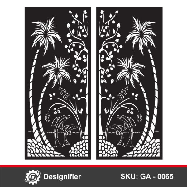 You can make fantastic gates for houses or a garden by using Palms Nature Gate DXF GA0065 vector design in Laser cutting or Plasma cutting