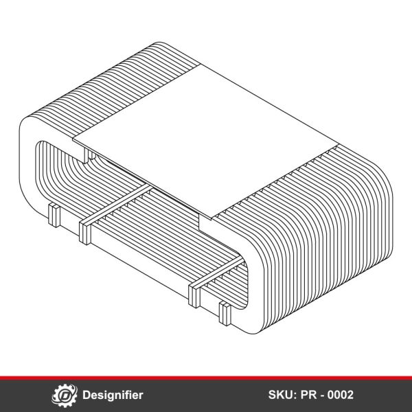 Parametric curved coffee table DXF PR0002 perspective