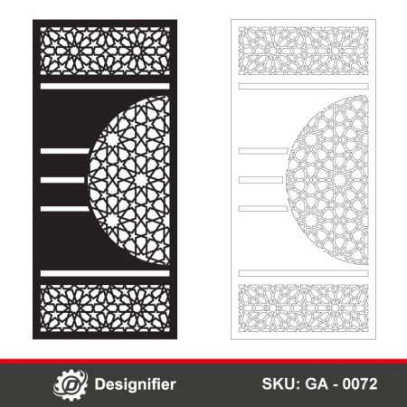 You can make awesome Islamic doors by using the Arabesque Lines Door DXF GA0072 in laser cutting or CNC operations, and plasma cutting
