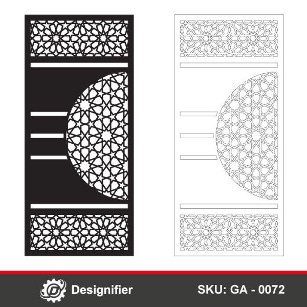 You can make awesome Islamic doors by using the Arabesque Lines Door DXF GA0072 in laser cutting or CNC operations, and plasma cutting