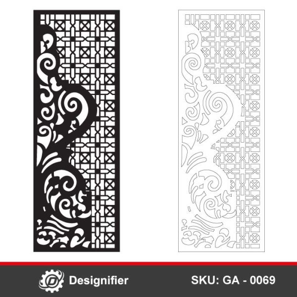 Oriental Geometric Half Door DXF GA0069 vector design can make awesome doors by fiber laser cutting or plasma cutting, or any CNC operations
