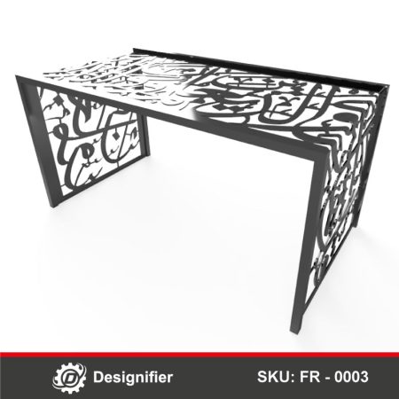 You can make a modern Arabic-style table by using Stylish Arabic Calligraphy Table DXF FR0003 in Laser cutting for any metal