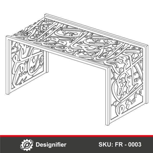 Stylish Arabic Calligraphy Table DXF FR0003 lines