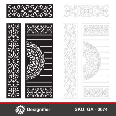 The Simple Motif Mandala Gate DXF GA0074 vector design is optimized for laser cutting, CNC routing, plasma, or waterjet on MDF, plywood, acrylic, or metal