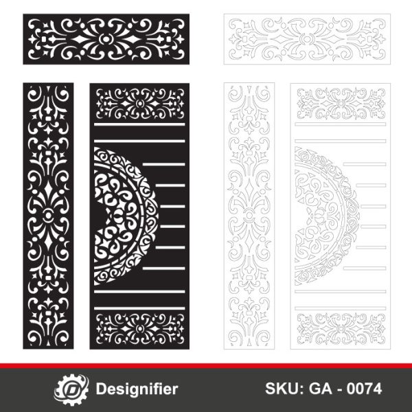 The Simple Motif Mandala Gate DXF GA0074 vector design is optimized for laser cutting, CNC routing, plasma, or waterjet on MDF, plywood, acrylic, or metal