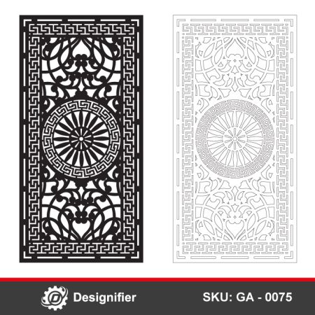Symmetric Versace Frames Door DXF GA0075 is ideal for luxury villa doors, gates, foyer screens, feature walls, brand backdrops, boutique facades, and decorative panels