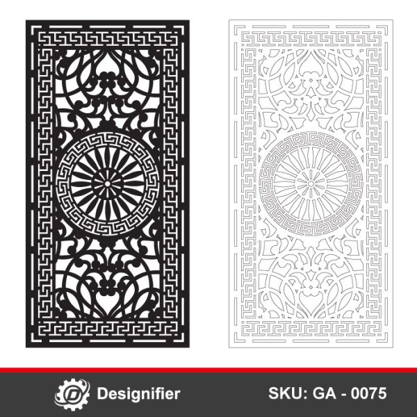 Symmetric Versace Frames Door DXF GA0075 is ideal for luxury villa doors, gates, foyer screens, feature walls, brand backdrops, boutique facades, and decorative panels