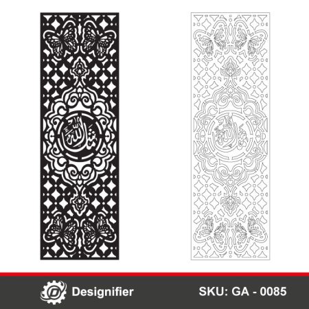 The Butterfly Diamonds Door DXF GA0085 vector file is optimized for diverse CNC and laser cutting applications, like doors and interior decorations