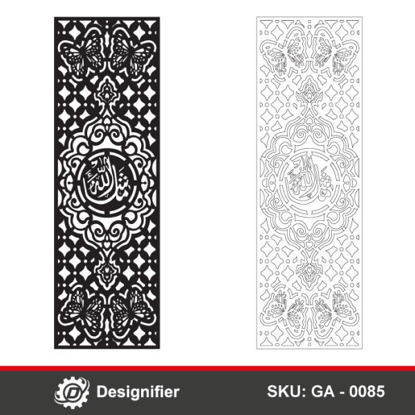 The Butterfly Diamonds Door DXF GA0085 vector file is optimized for diverse CNC and laser cutting applications, like doors and interior decorations
