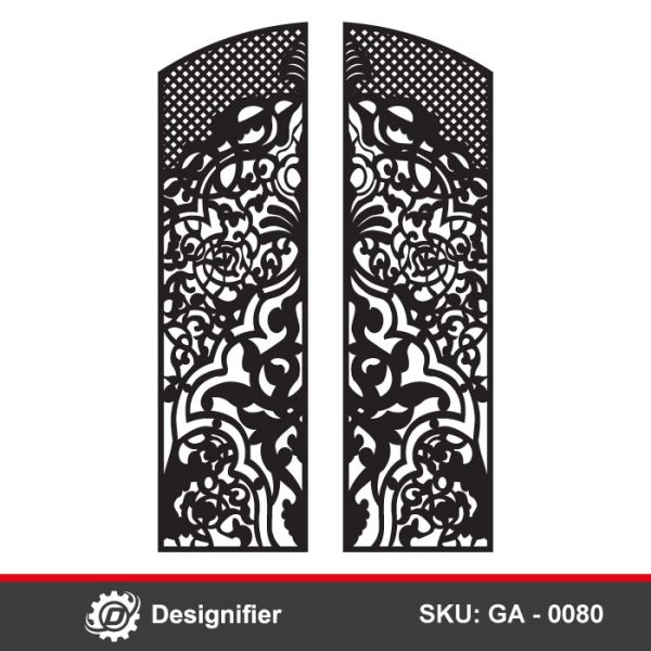 The Lattice Dense Filigree Gate DXF GA0080 vector design is optimized for diverse CNC and laser cutting applications