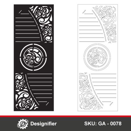 The Scrollwork Elegant Door DXF GA0078 vector file is optimized for diverse CNC and laser cutting applications