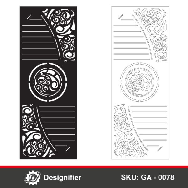 The Scrollwork Elegant Door DXF GA0078 vector file is optimized for diverse CNC and laser cutting applications