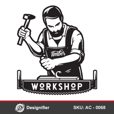 Bearded Carpenter Working DXF AC0068 is optimized for CNC and laser cutting. It is perfect for makers, DIY enthusiasts, and businesses in the creative industry