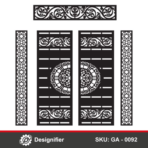 Flowing Scrollwork Gate DXF GA0092 vector design is for doors, partitions, or ornamental accents. You can use it in laser cutting or CNC operation