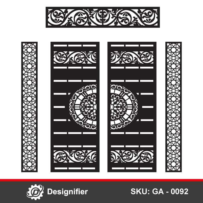 Flowing Scrollwork Gate DXF GA0092 vector design is for doors, partitions, or ornamental accents. You can use it in laser cutting or CNC operation