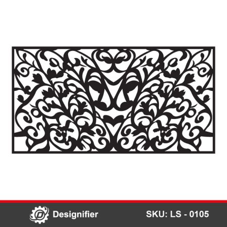 Intricate Floral Rail DXF LS0105 is ideal for door panels, privacy screens, or architectural accents. You can make any of them using Laser cutting or CNC manufacturing