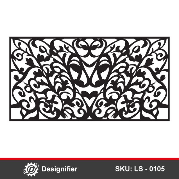Intricate Floral Rail DXF LS0105 is ideal for door panels, privacy screens, or architectural accents. You can make any of them using Laser cutting or CNC manufacturing