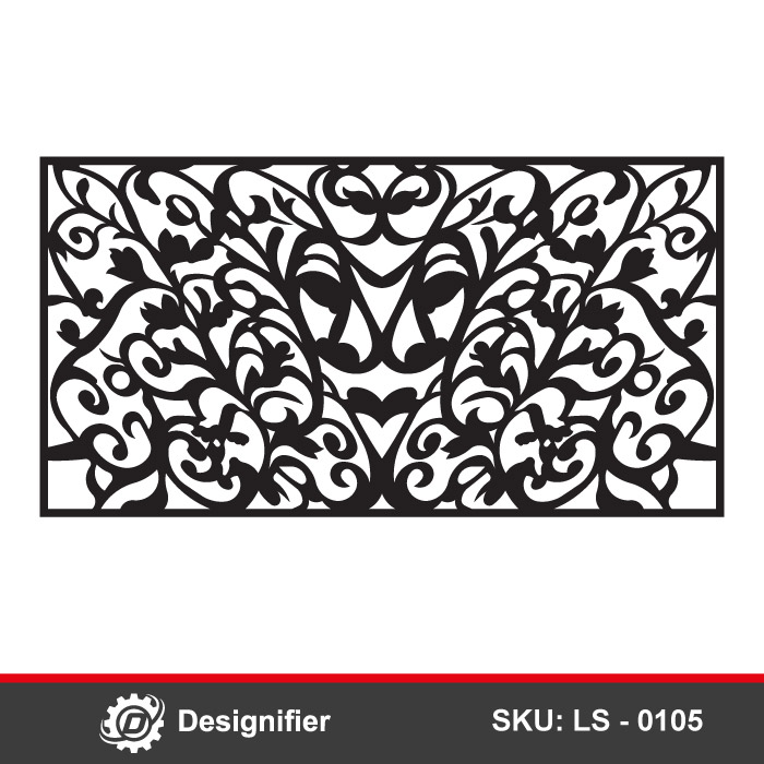 Intricate Floral Rail DXF LS0105 is ideal for door panels, privacy screens, or architectural accents. You can make any of them using Laser cutting or CNC manufacturing