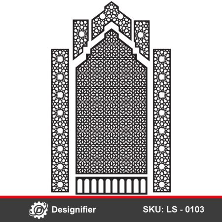 Masjid Mihrab Geometric DXF LS0103 is fully crafted for masjid decorations and ideal for laser cutting or CNC, Islamic architectural projects