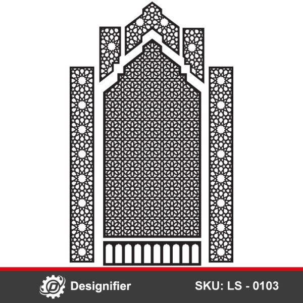 Masjid Mihrab Geometric DXF LS0103 is fully crafted for masjid decorations and ideal for laser cutting or CNC, Islamic architectural projects