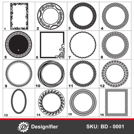Mirror Frames Collection DXF BD0001 is designed for professionals in glass sandblasting or laser engraving on mirrors