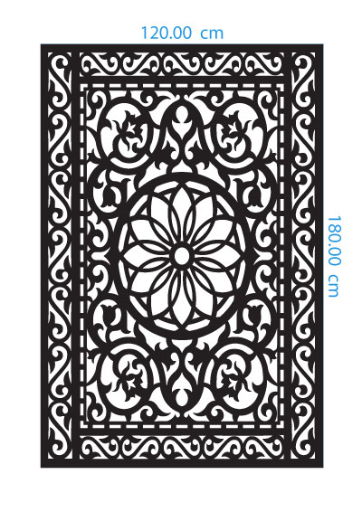 Floral Medallion Window DXF GA0095 Dimensions