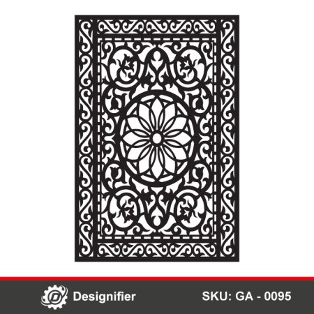 Floral Medallion Window DXF GA0095 is ideal for laser cutting or CNC applications like metal gates, windows, or garden fences