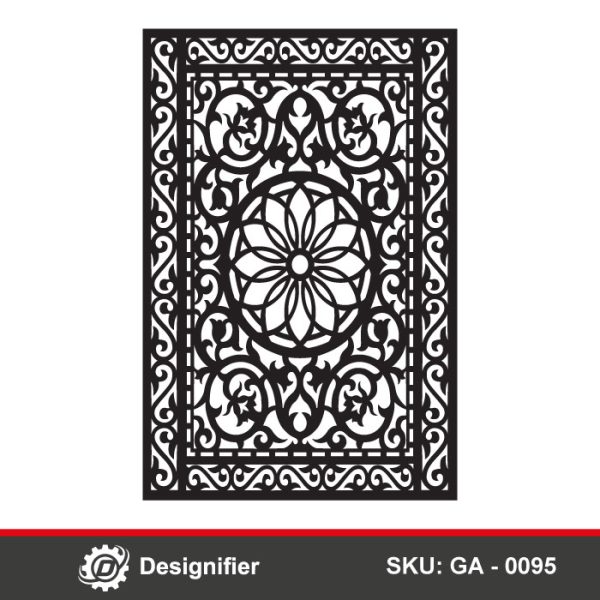 Floral Medallion Window DXF GA0095 is ideal for laser cutting or CNC applications like metal gates, windows, or garden fences