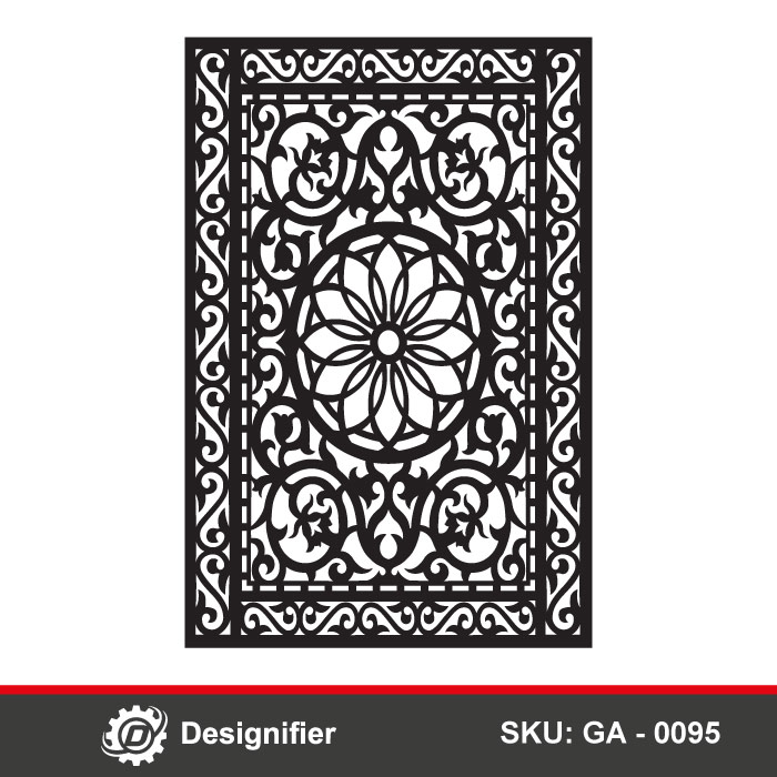 Floral Medallion Window DXF GA0095 is ideal for laser cutting or CNC applications like metal gates, windows, or garden fences