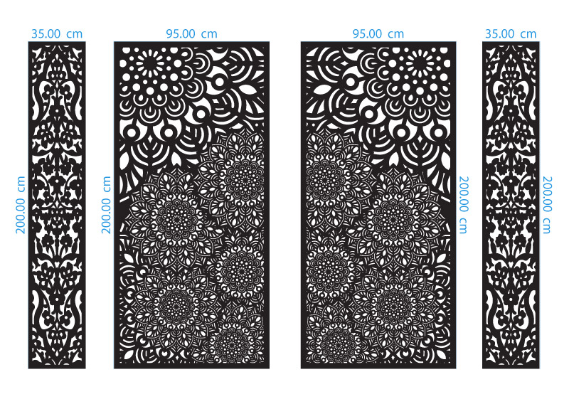 Intricate Floral Gate DXF GA0096 Dimensions