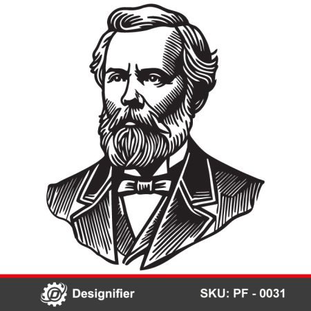 Alexander Graham Bell face DXF PF0031 vector is perfect for commercial use, including wall art, gifts, office décor, and educational products