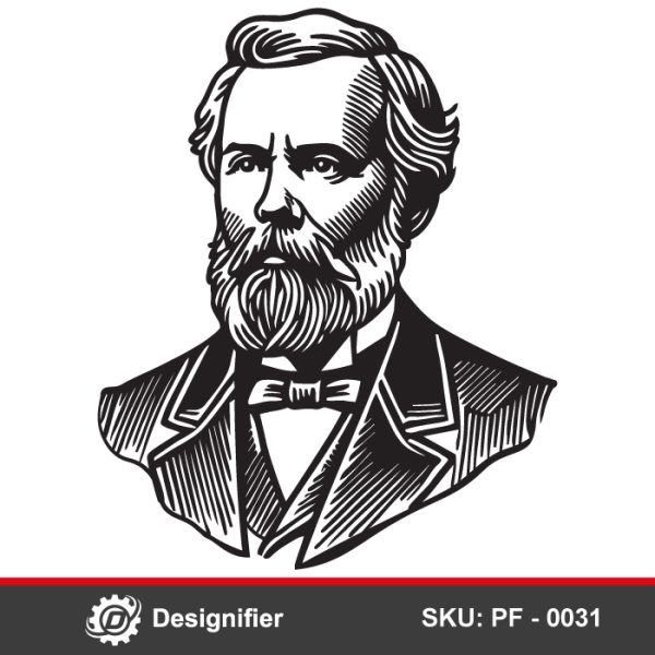 Alexander Graham Bell face DXF PF0031 vector is perfect for commercial use, including wall art, gifts, office décor, and educational products