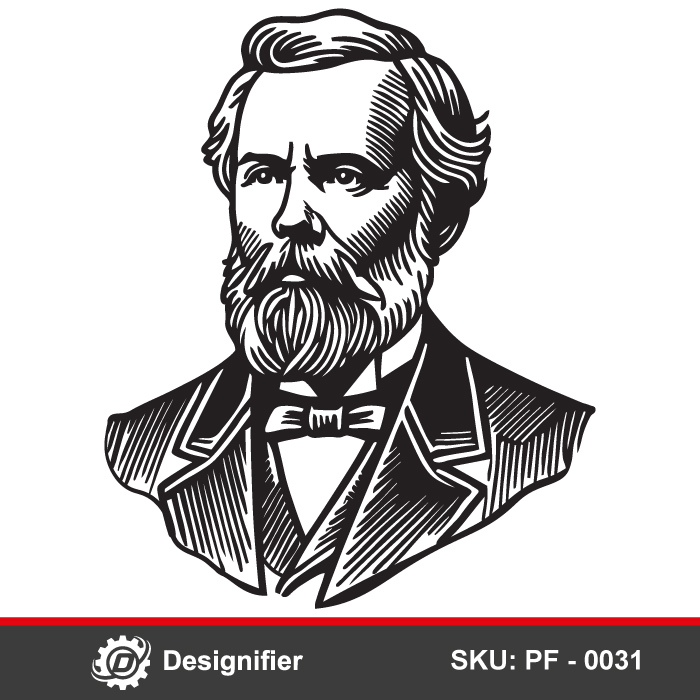 Alexander Graham Bell face DXF PF0031 vector is perfect for commercial use, including wall art, gifts, office décor, and educational products
