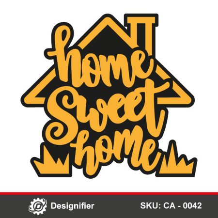 Elevate your entryway with this elegant Home Sweet Sign DXF CA0042. It is Perfect for laser cutting and CNC applications across wood, metal, or acrylic