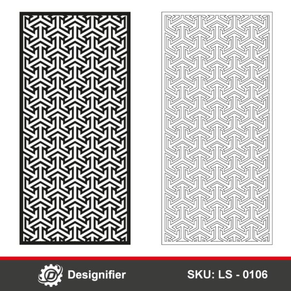 Tessellated Chevron Room Divider DXF LS0106 is ideal for laser cutting or CNC projects, like decorative panels for homes, offices, or commercial interiors
